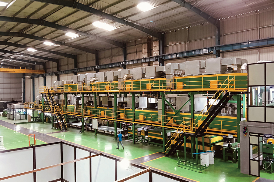 Linha de produção de cozimento duplo com revestimento de cor dupla de alumínio